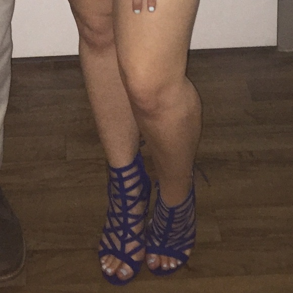 Blue lace up heels - Picture 1 of 3